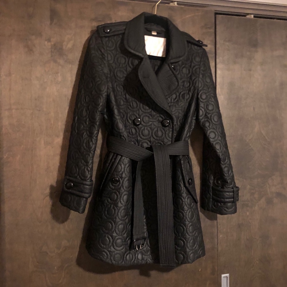 RARE Coach quilted pea/trench coat with logo